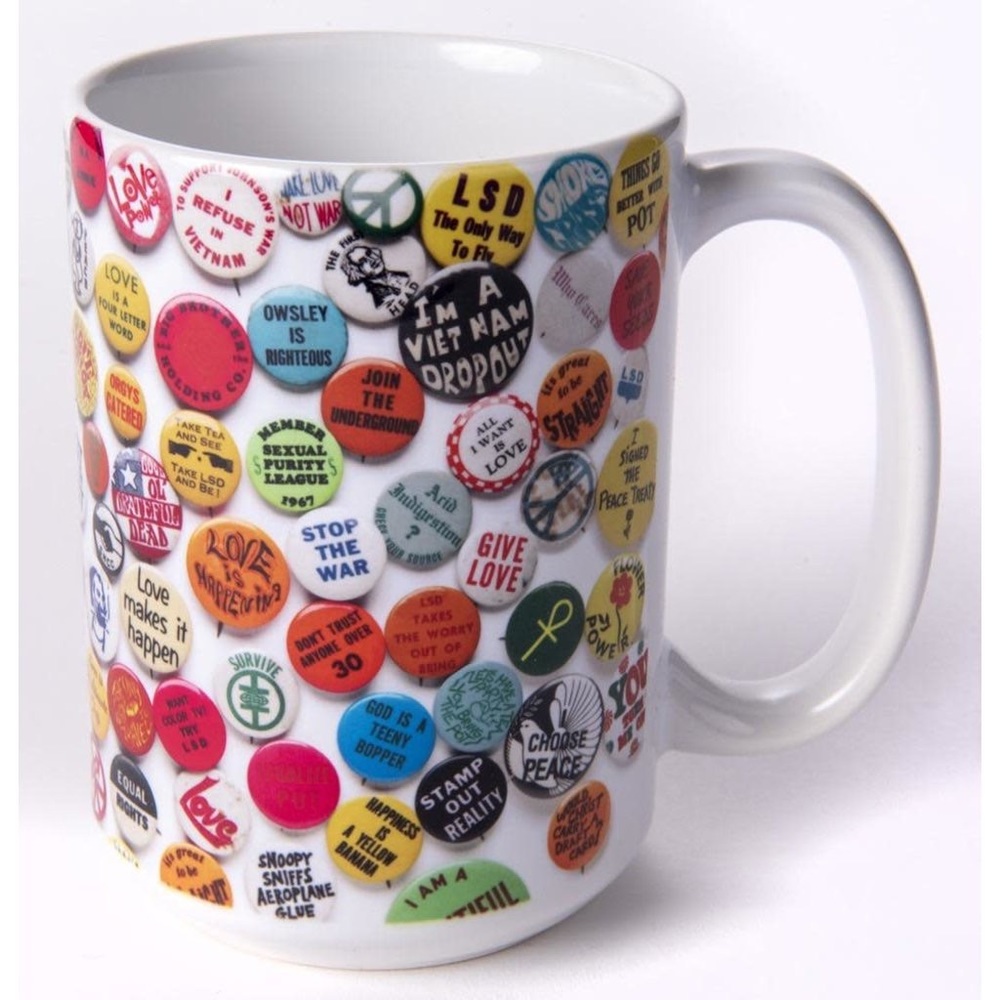 Summer of love, Hippie, Gift Featuring original buttons from the 60s